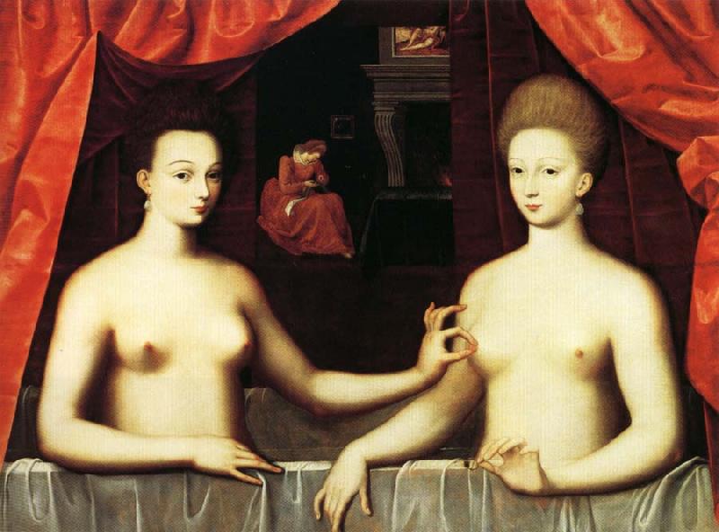 unknow artist Gabrielle d'Estrees and Her Sister,the Duchesse de Villars